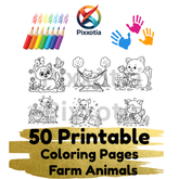 Farm Animal Coloring Pages for Kids – Toddler Coloring Sheets, Farm Party Activity | 50 Farm Animal Coloring Pages for Kids